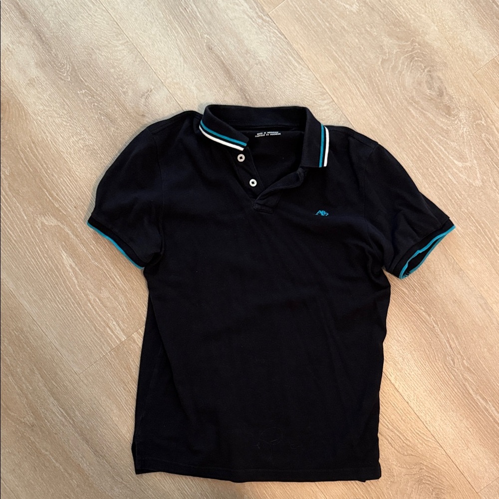 Aeropostale Black Polo Shirt with Teal Accents